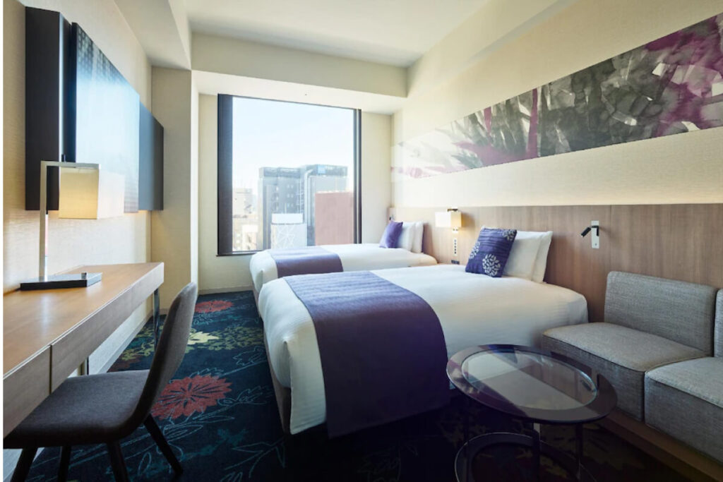 Guest room at Millennium Mitsui Garden Hotel Tokyo Ginza modern hotel room in Tokyo