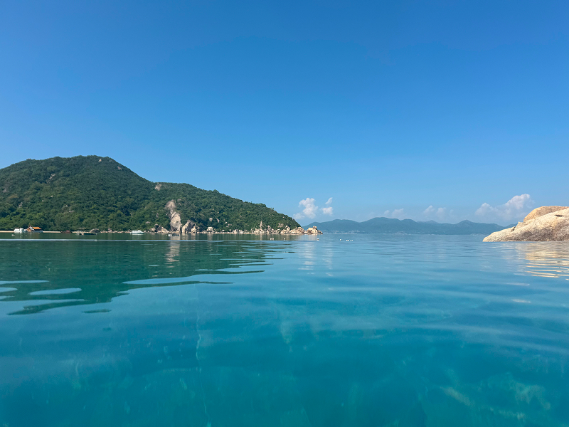 Calm lagoon and bay view from Lagoon Front Pool Villa at L'Alya Ninh Van Bay Vietnam honeymoon resort
