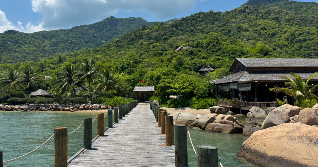 Vietnam honeymoon luxury pool villa at L'Alya Ninh Van Bay sunset Nha Trang