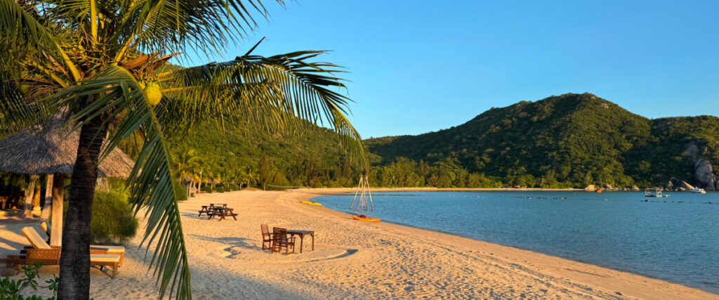 Ninh Van Bay secluded cove surrounded by mountains and tropical forest Nha Trang Vietnam